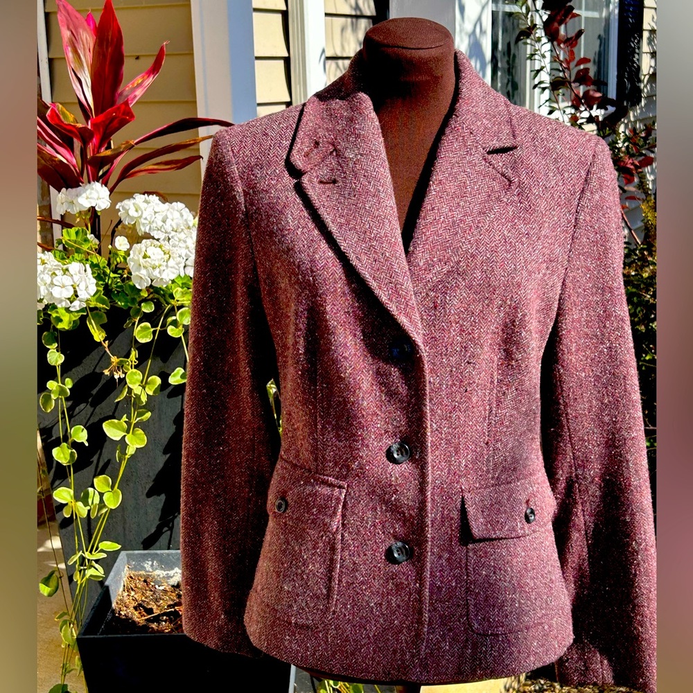 NWOT LL BEAN sS beautiful jacket Burgundy wool/silk bld